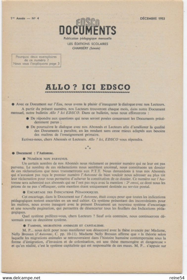 EDSCO DOCUMENTS - L'EAU - Pochette N°4 De Octobre 1953 --support Enseignants- Les Editions Scolaires - Learning Cards