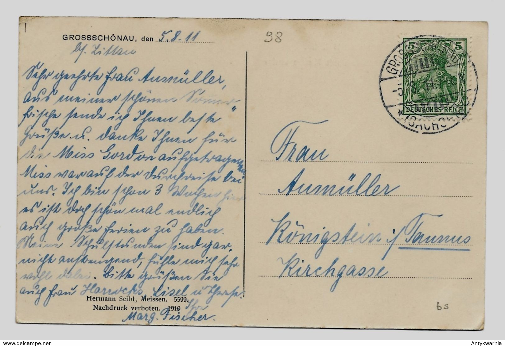 Grossschoenau Kirche Gelaufen 1913y.   E819 - Grossschoenau (Sachsen)