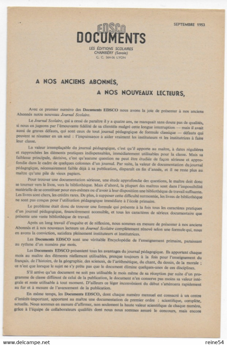 EDSCO DOCUMENTS - L'AUTOMNE- Pochette N°6 Du N°1 Sept 1953 - - Support Enseignants- Les Editions Scolaires - Lesekarten