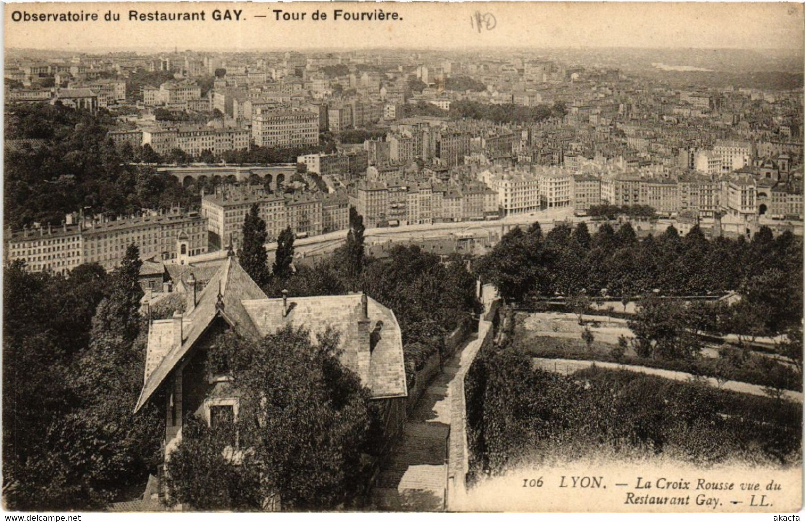 CPA LYON La Croix Rousse Vue Du Restaurant Gay (442399) - Lyon 4