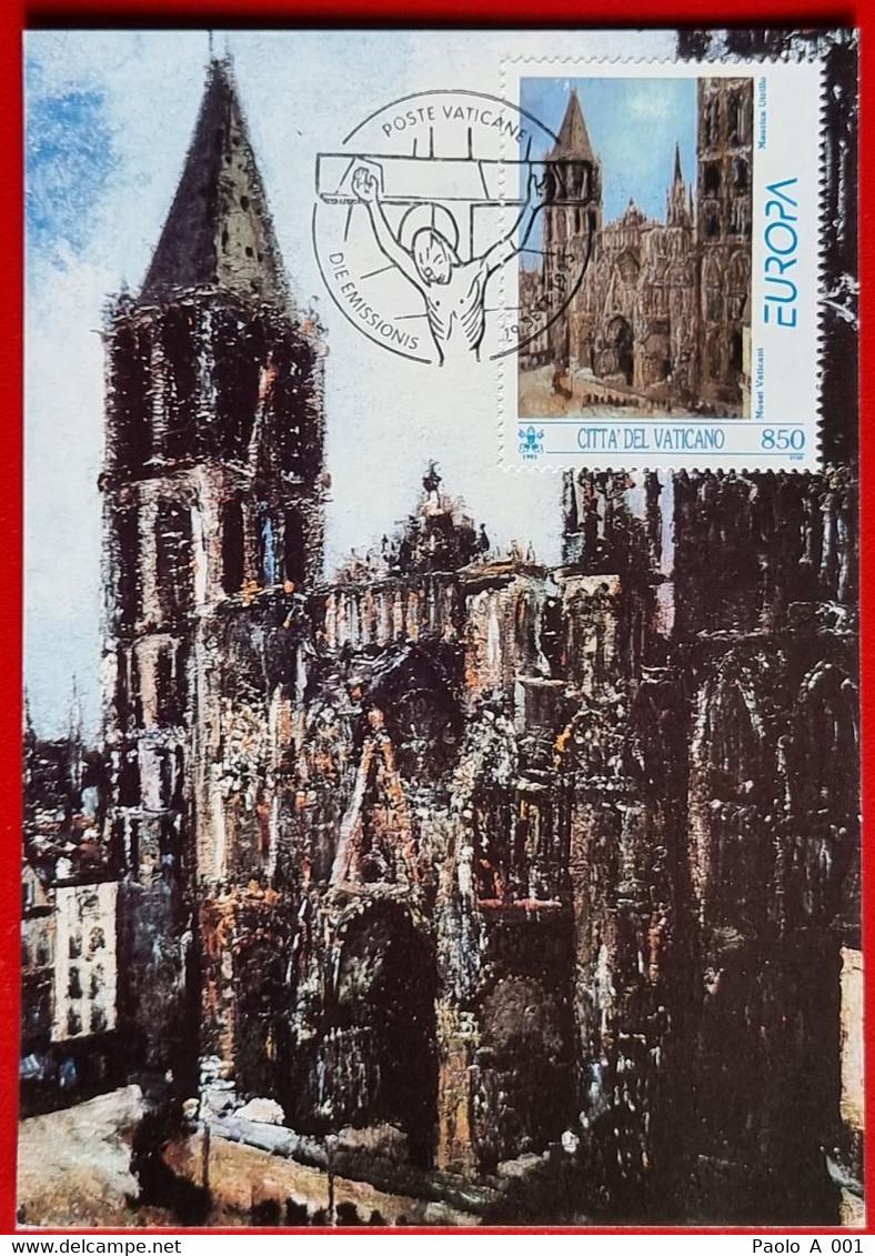 VATICANO VATIKAN VATICAN 1993 EUROPA ARTE CONTEMPORANEA UTRILLO CATHEDRAL ROUEN FRANCE MAXIMUN CARD - Briefe U. Dokumente