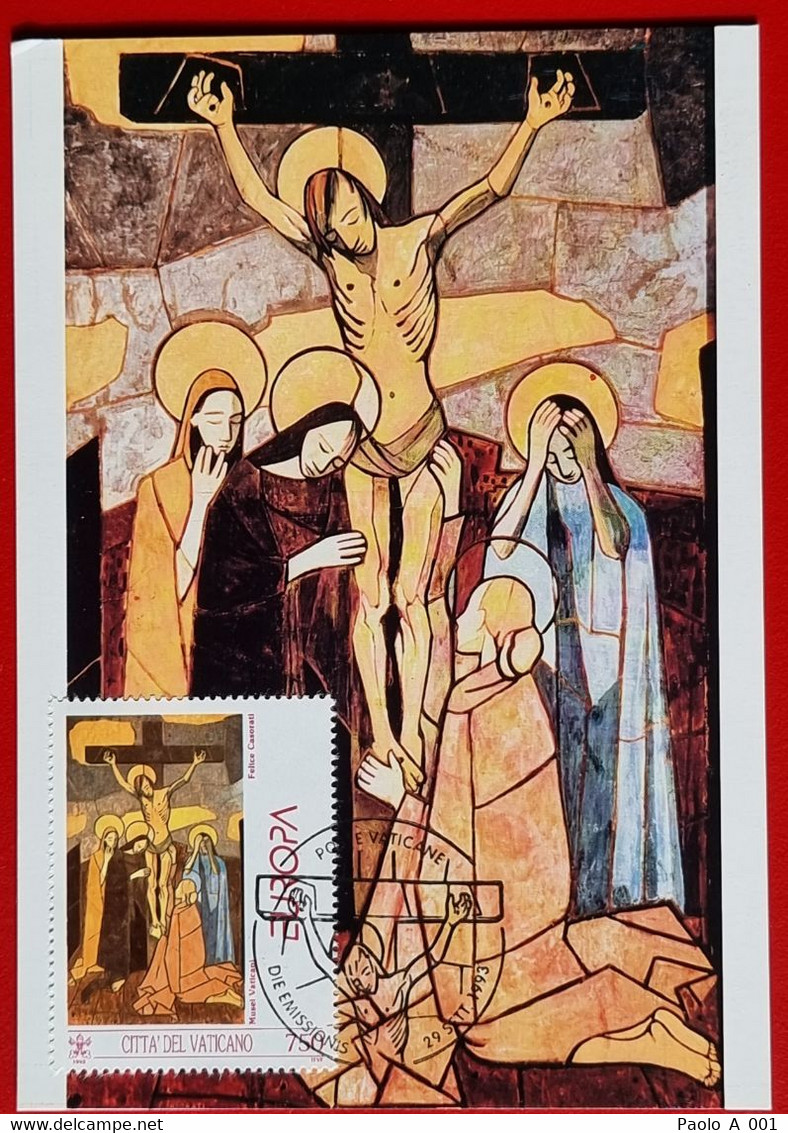 VATICANO VATIKAN VATICAN 1993 EUROPA ARTE CONTEMPORANEA CASORATI CROCIFISSIONE MAXIMUN CARD - Brieven En Documenten