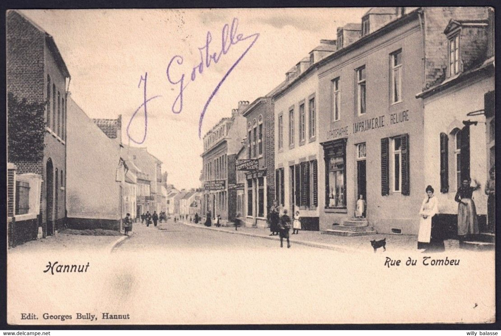 +++ CPA - HANNUT - Rue De Tombeu - Animation - Commerces - 1903   // - Hannut