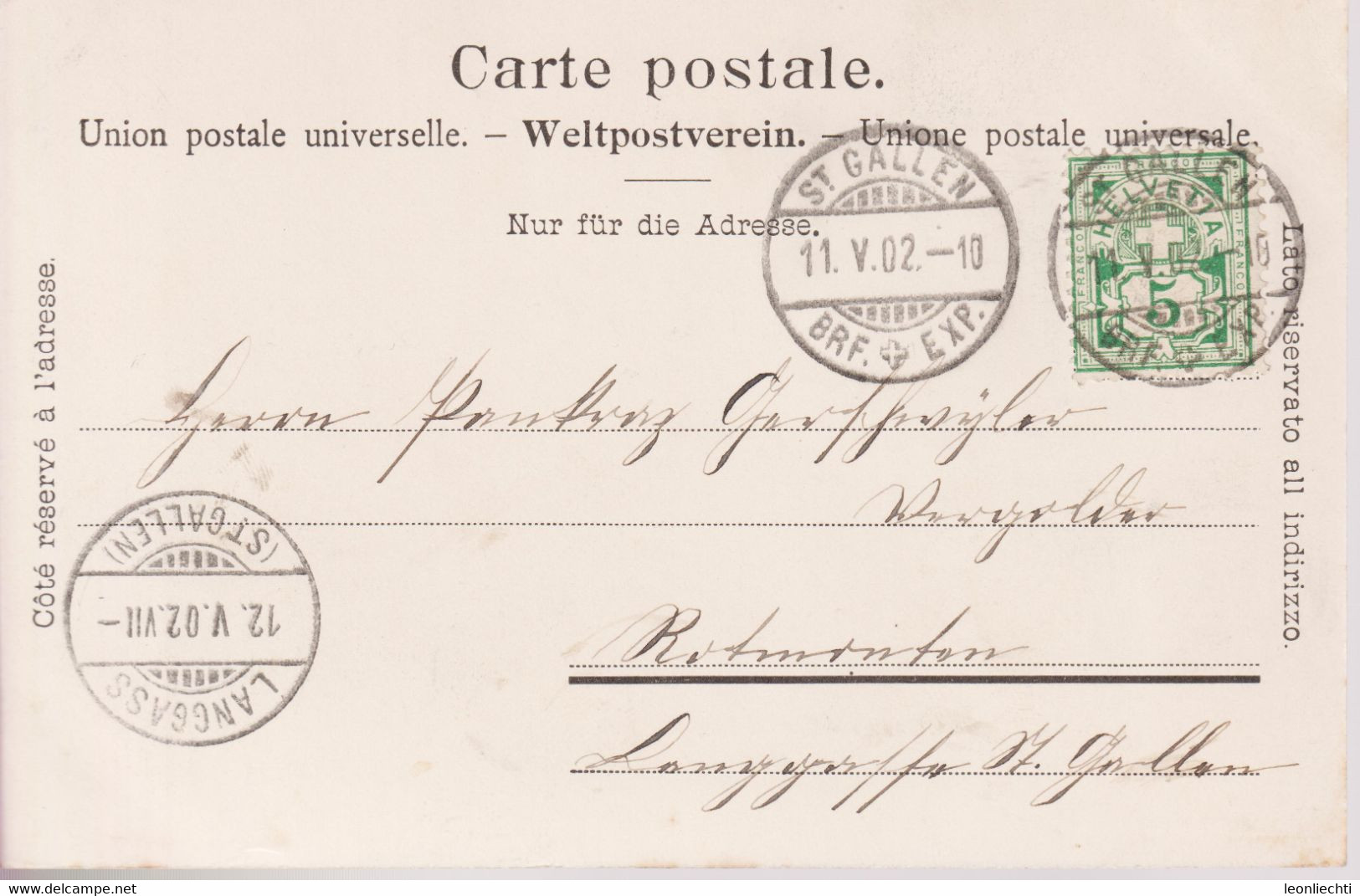 AK: Carte Postale, UPU. St. Gallen - Die Stiftsbibliothek.  ZNr: 82 / Mi: 84 Ziffermuster - Bibliothèques