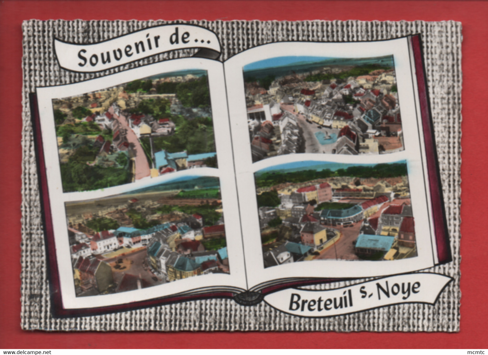 CPSM Grand Format - Souvenir De Breteuil Sur Noye -(Oise) - Vue D'ensemble- Place Verdun - La Mairie ( Livre ) - Breteuil