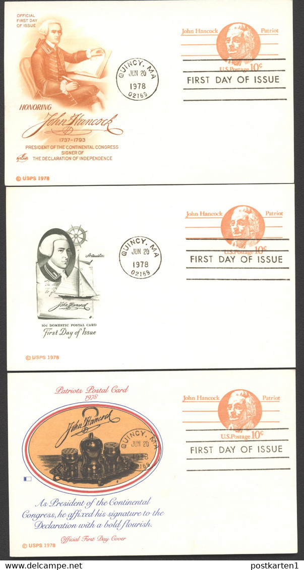 UX75 UPSS S92 3 Different Postal Cards FDC 1978 - 1961-80