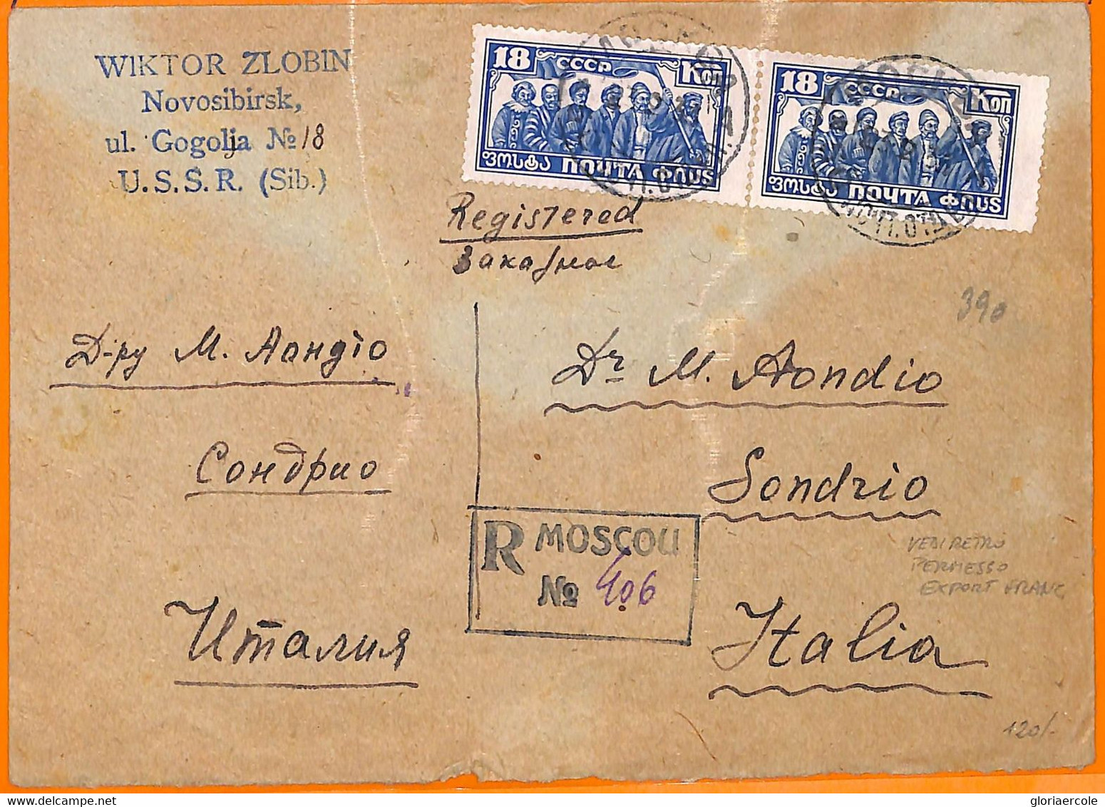 99501 - RUSSIA - POSTAL HISTORY - REGISTERED COVER To ITALY - 1933 - Brieven En Documenten