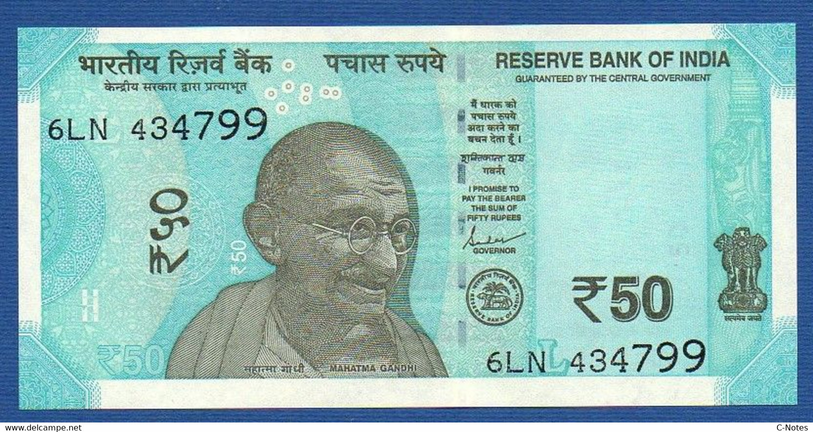 INDIA - P.111* –  50 Rupees 2021 UNC Plate Letter L,  Serie 6LN 4347** - India