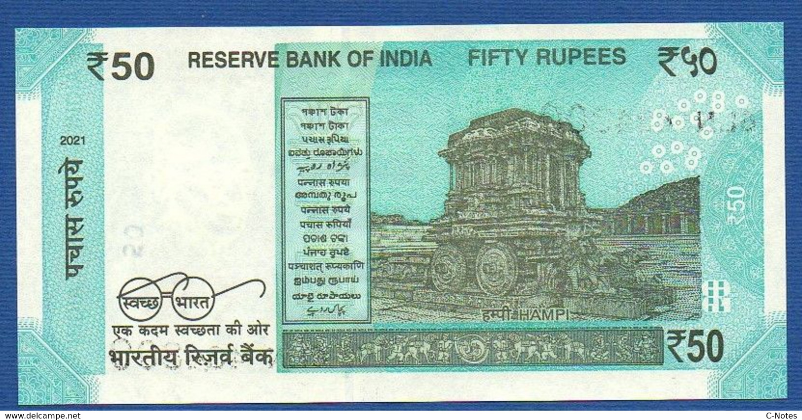 INDIA - P.111* –  50 Rupees 2021 UNC Plate Letter L,  Serie 6LN 4347** - India