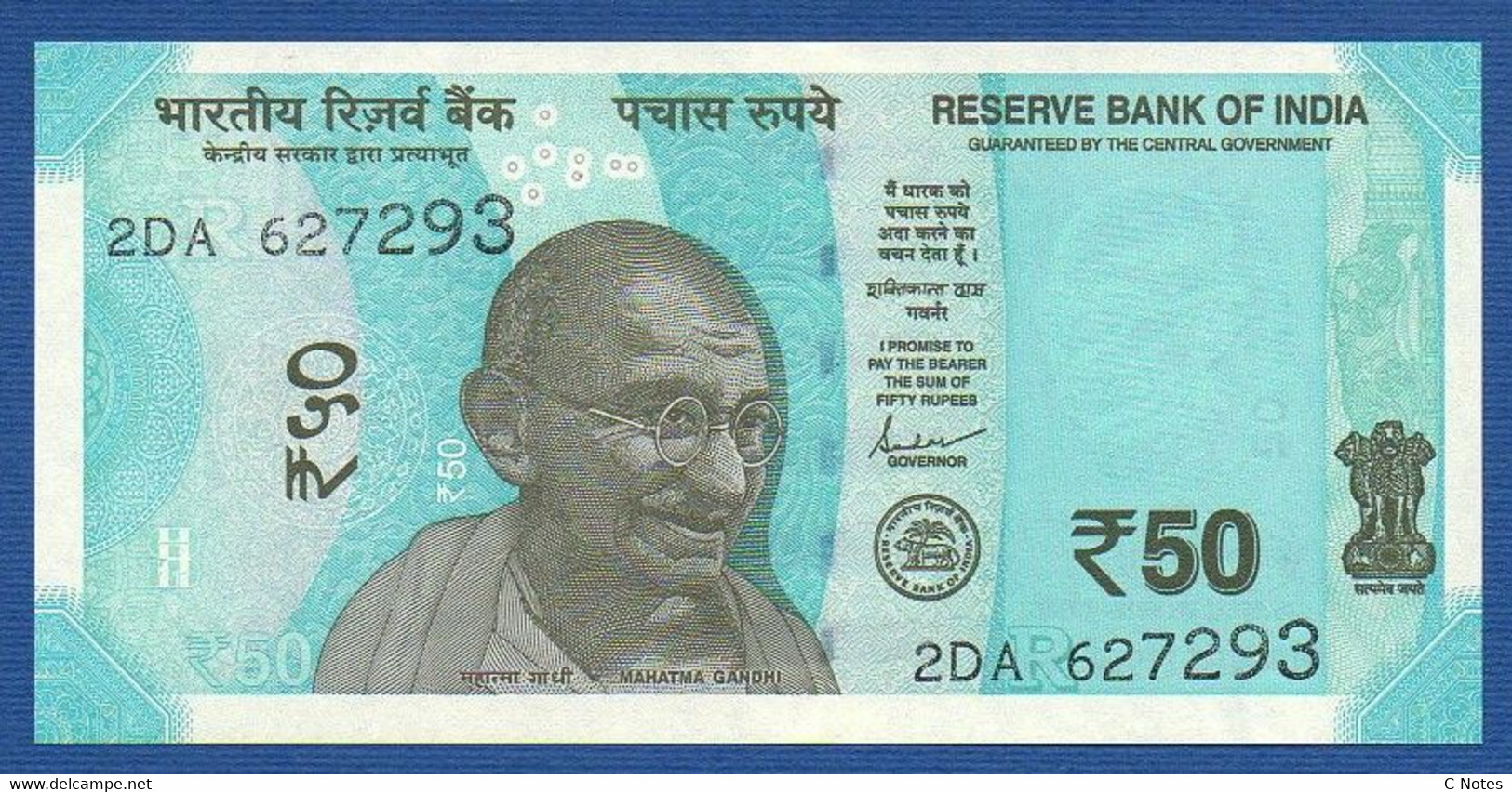 INDIA - P.111* –  50 Rupees 2021 UNC Plate Letter R,  Serie 2DA 62729* - India