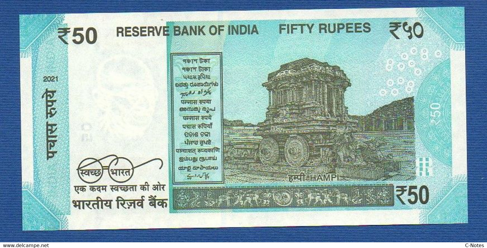 INDIA - P.111* –  50 Rupees 2021 UNC Plate Letter R,  Serie 2DA 62729* - India