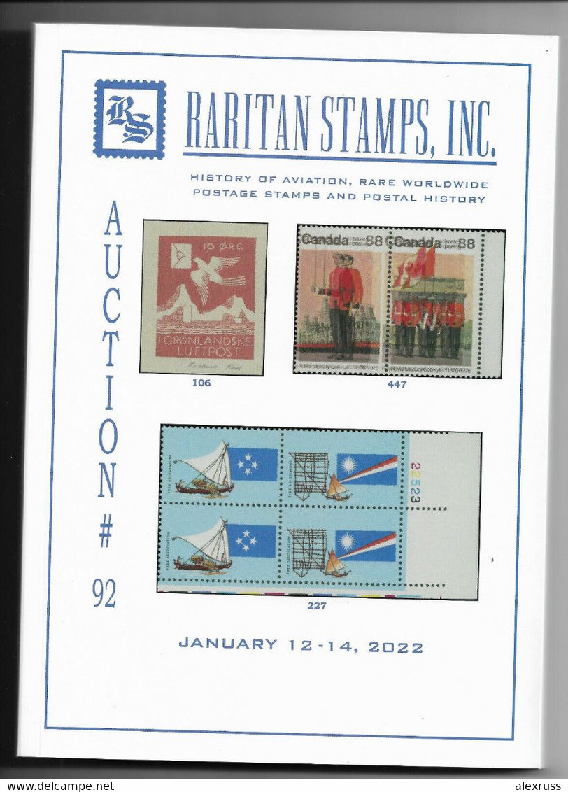 Raritan Action Catalog 2022 Jan. Rare Worldwide Stamps, Specialize Russia, Ukraine, Baltic States, FDCs, Covers, Sheets, - Catalogues For Auction Houses