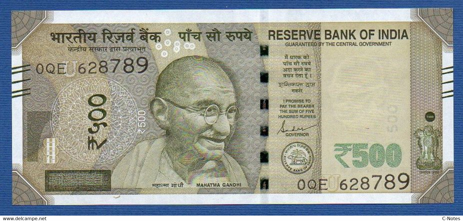 INDIA - P.114* –  500 Rupees 2022 UNC Plate Letter U,  Serie OQE 628789 - India