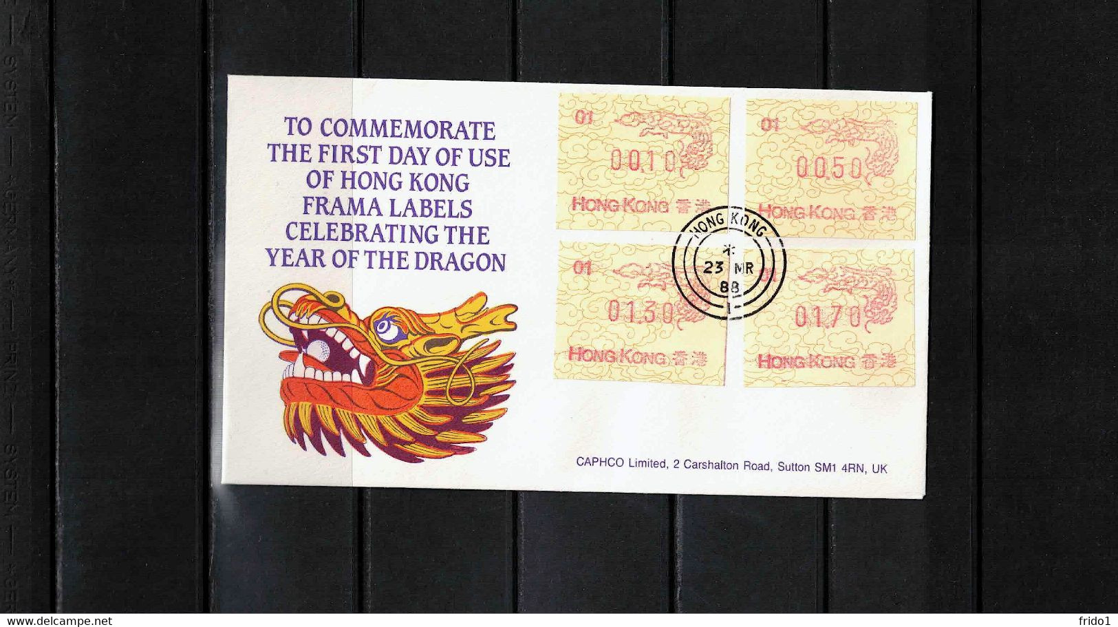 Hong Kong 1988 ATM Frama Labels NR.01 - Year Of The Dragon FDC - FDC
