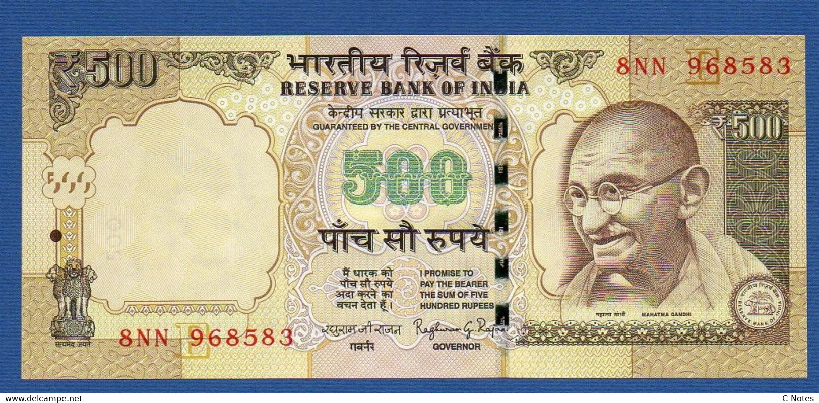 INDIA - P.106l –  500 Rupees 2014 UNC Plate Letter E,  Serie 8NN 968583 - India