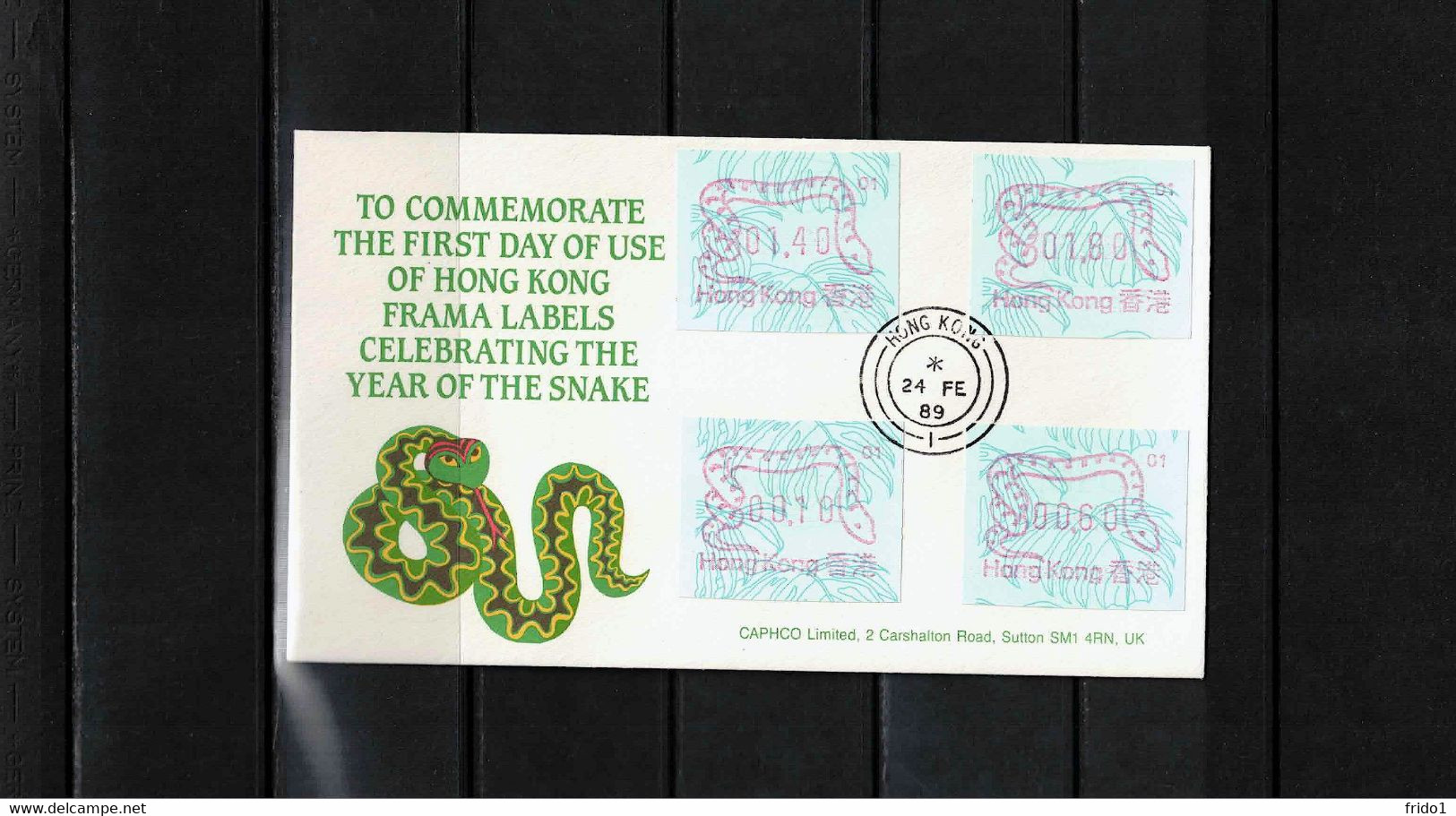 Hong Kong 1989 ATM Frama Labels NR.01 - Year Of The Snake FDC - FDC