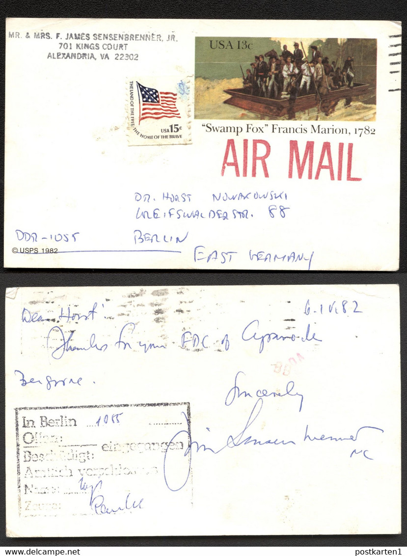 UX94 Postal Card Alexandria VA To EAST GERMANY Airmail 1982 DESTROYED IN MAIL - 1981-00