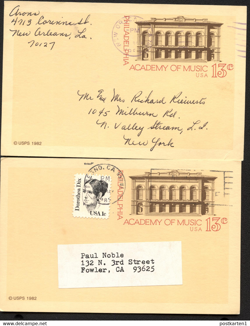 UX96 Postal Cards Used New Orleans LA + Fresno CA 1982-85 - 1981-00