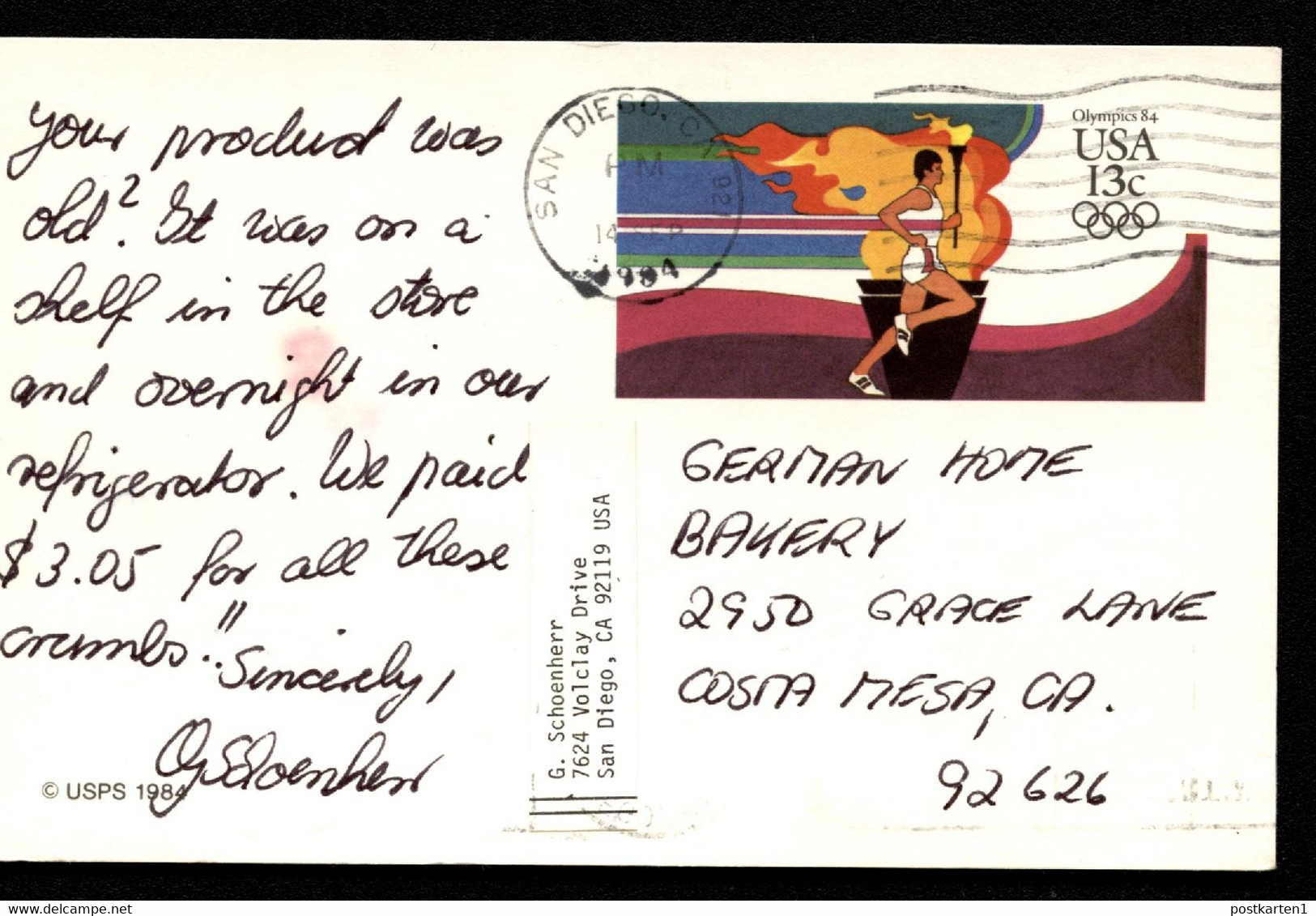 UX102 Postal Card San Diego CA 1984 - 1981-00