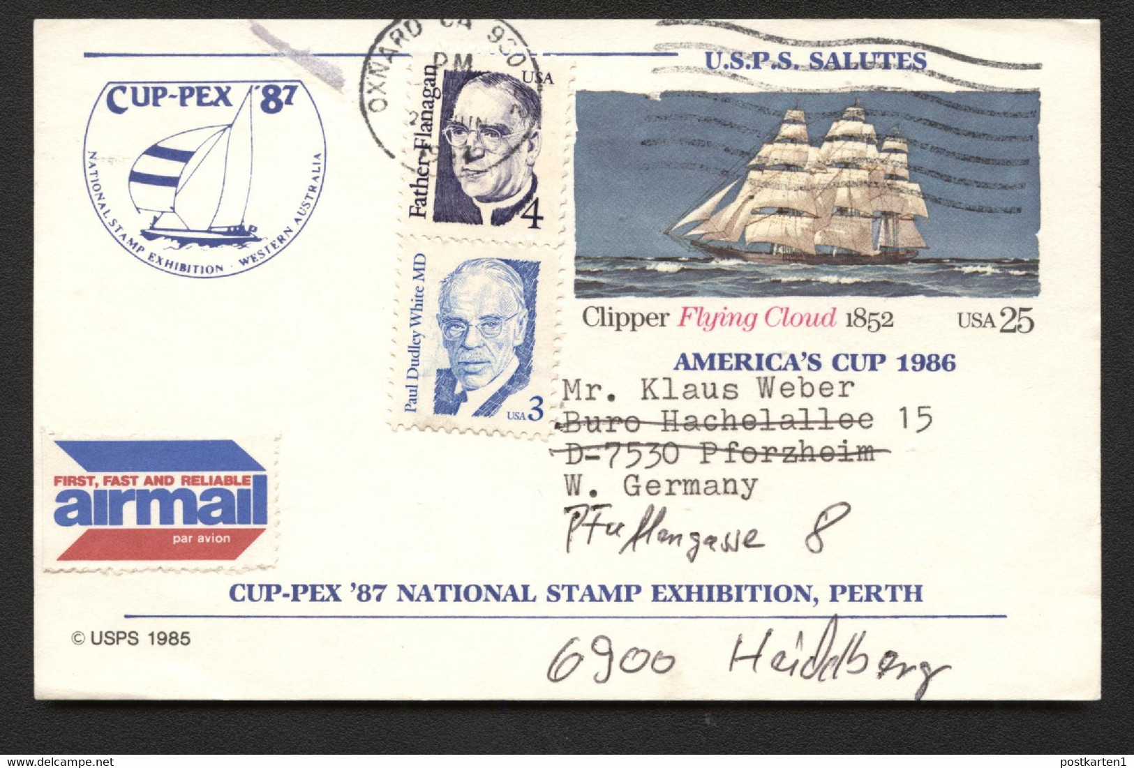 UX107 UPSS S123b-1 Postal Card Oxnard CA - GERMANY 1987 - 1981-00