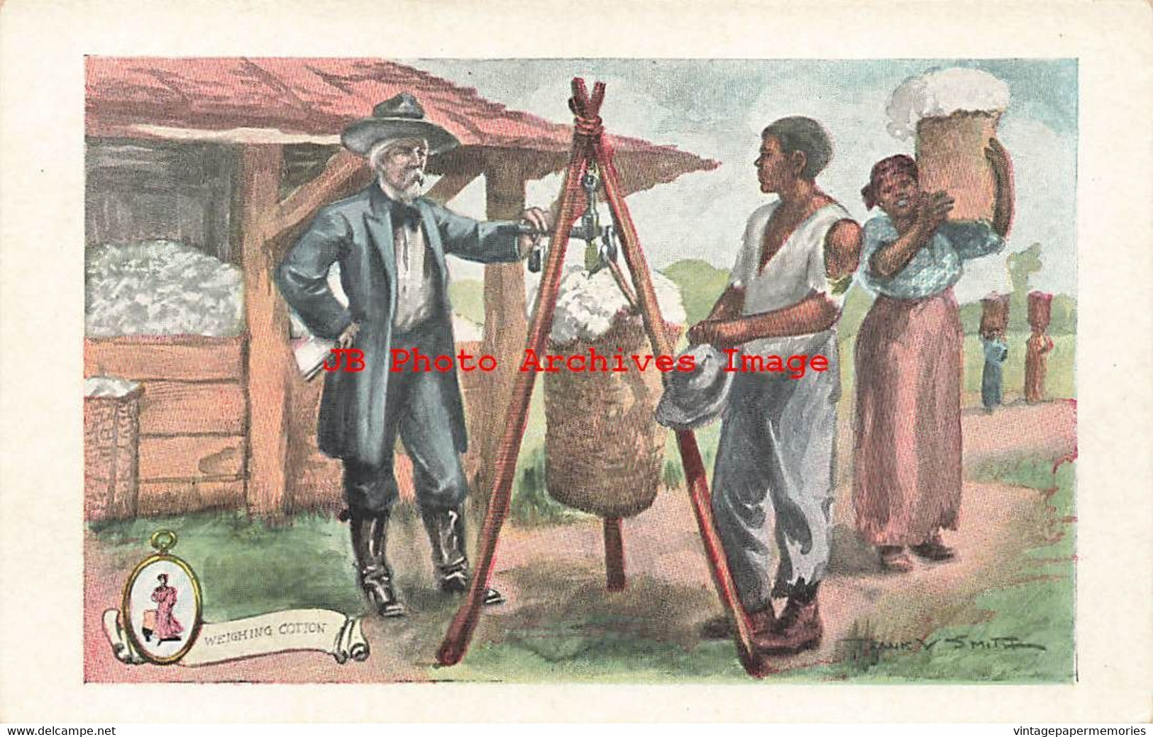 317617-Black Americana, Walkover Shoes Advertising, Frank Smith, Weighing Cotton - Black Americana