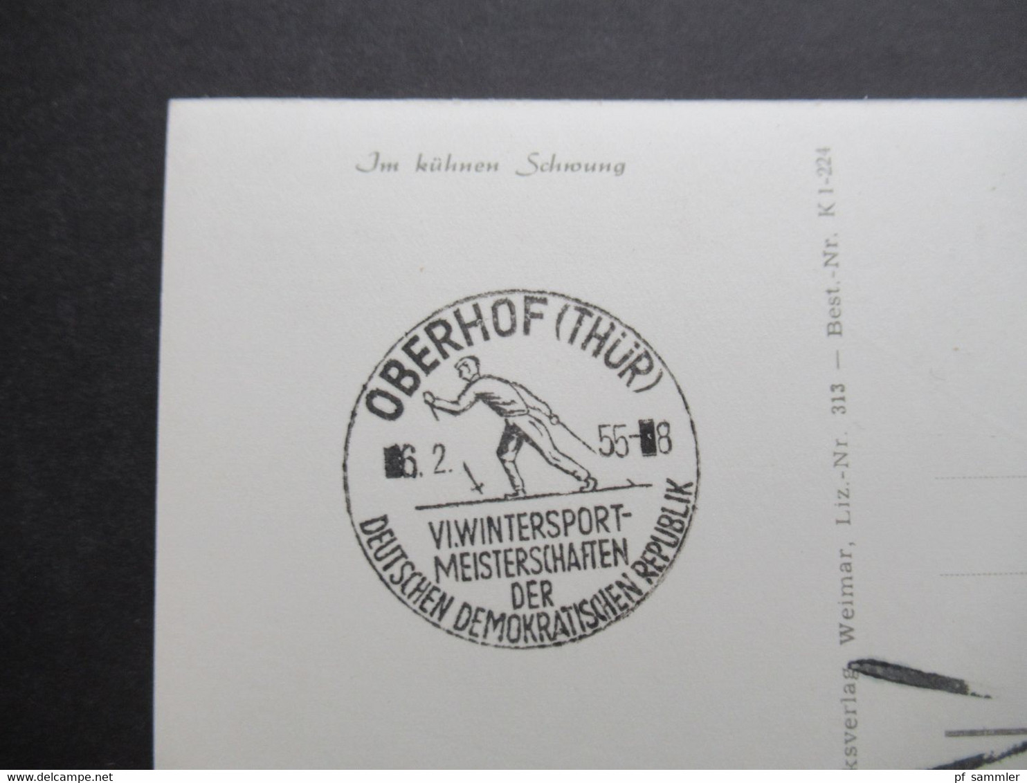 DDR 1955 Fünfjahrplan Echtfoto AK Skisprung Mit Sonderstempel Oberhof (Thüringen) VI.Wintersport Meisterschaften Der DDR - Sports D'hiver