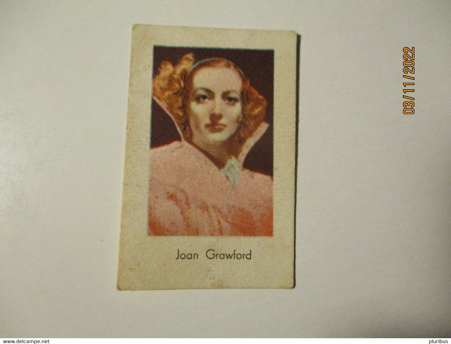 MOVIE STAR JOAN CRAWFORD , SMALL SIZE CARD , 9-13 - Reclame-artikelen