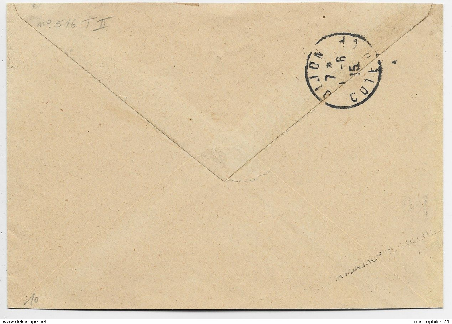 LETTRE PTT CACHET DOUBLE CERCLE BORDEAUX AMBULANT 31 MAI 15 LYON - Railway Post