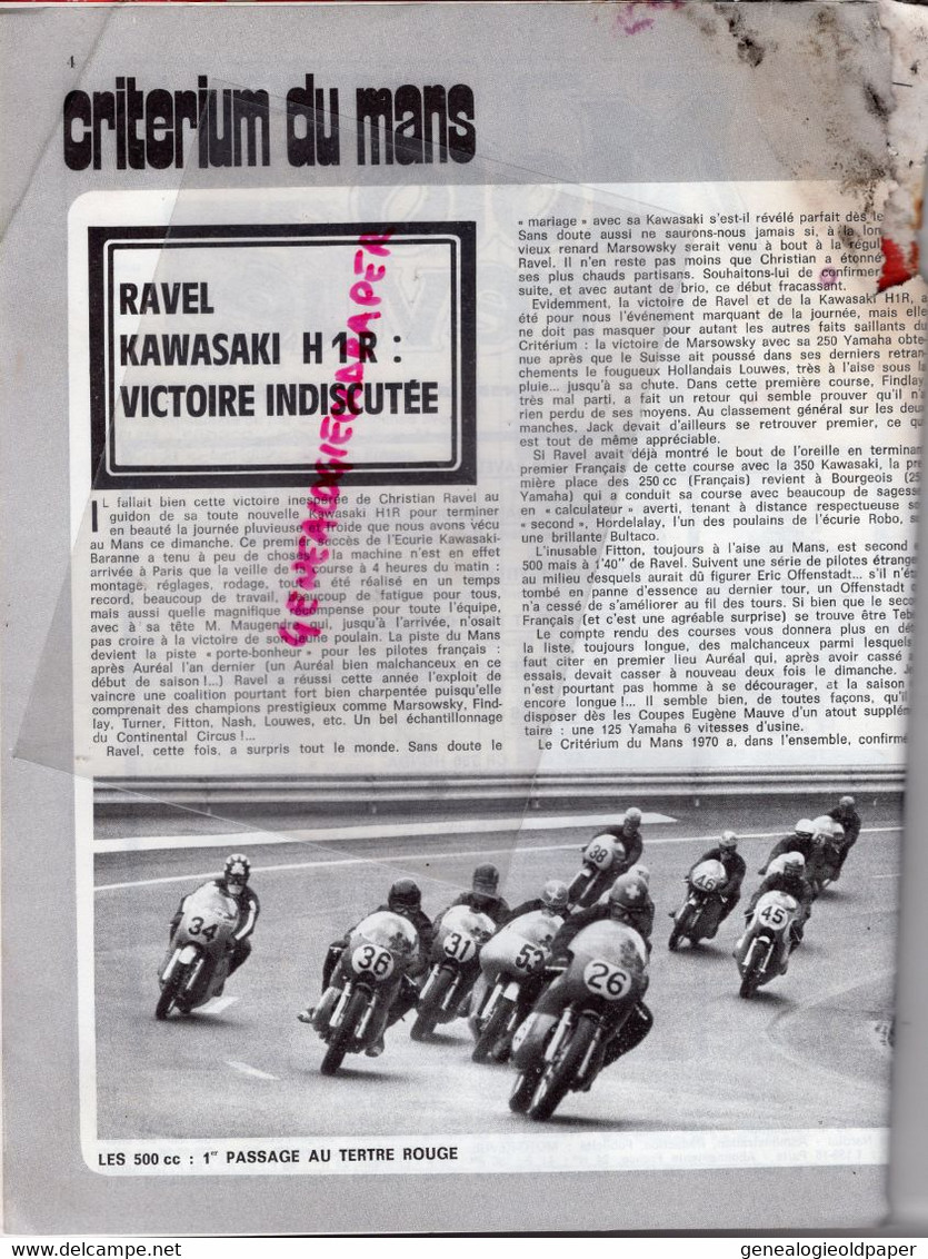 MOTO REVUE- 1970- N° 1976-CRITERIUM MANS-TRIAL POITIERS-OSSA-RAVEL KAWASAKI-ROSTAING FRERES CUSY-750 HONDA MAS DU CLOS - Motorfietsen