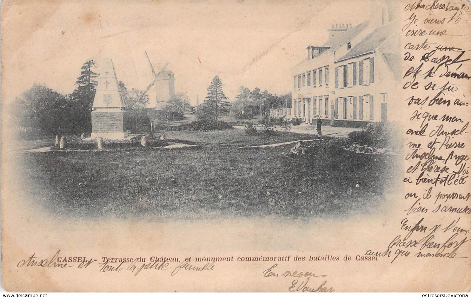 CPA - 59 - CASSEL - Précurseur - Terrasse Du Château Et Monument Comémoratif Des Batailles De Cassel - Dos Non Divisé - Cassel