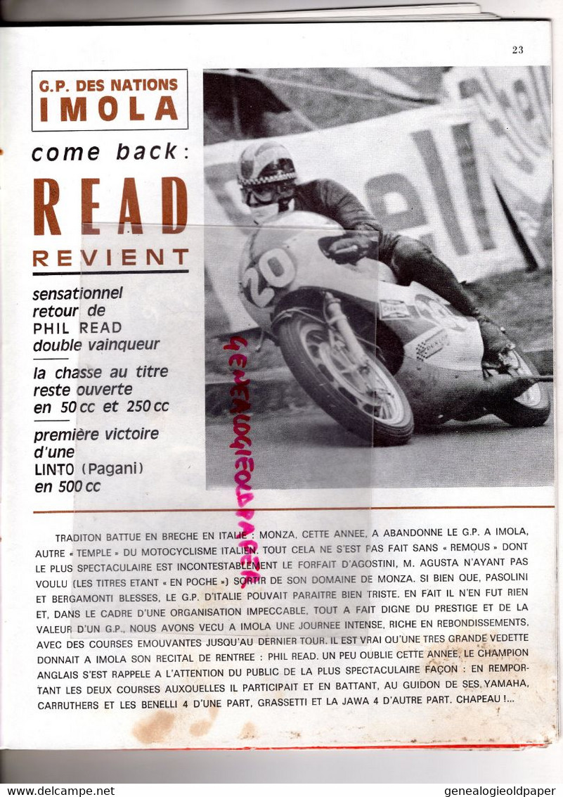 MOTO REVUE- 1969-N° 1946-READ CARRUTHERS-IMOLA-BOL D' OR MONTLHERY-VELOSOLEX-MONTESA-AGOSTINI-JOHN COOPER-SCHAUZU BMW