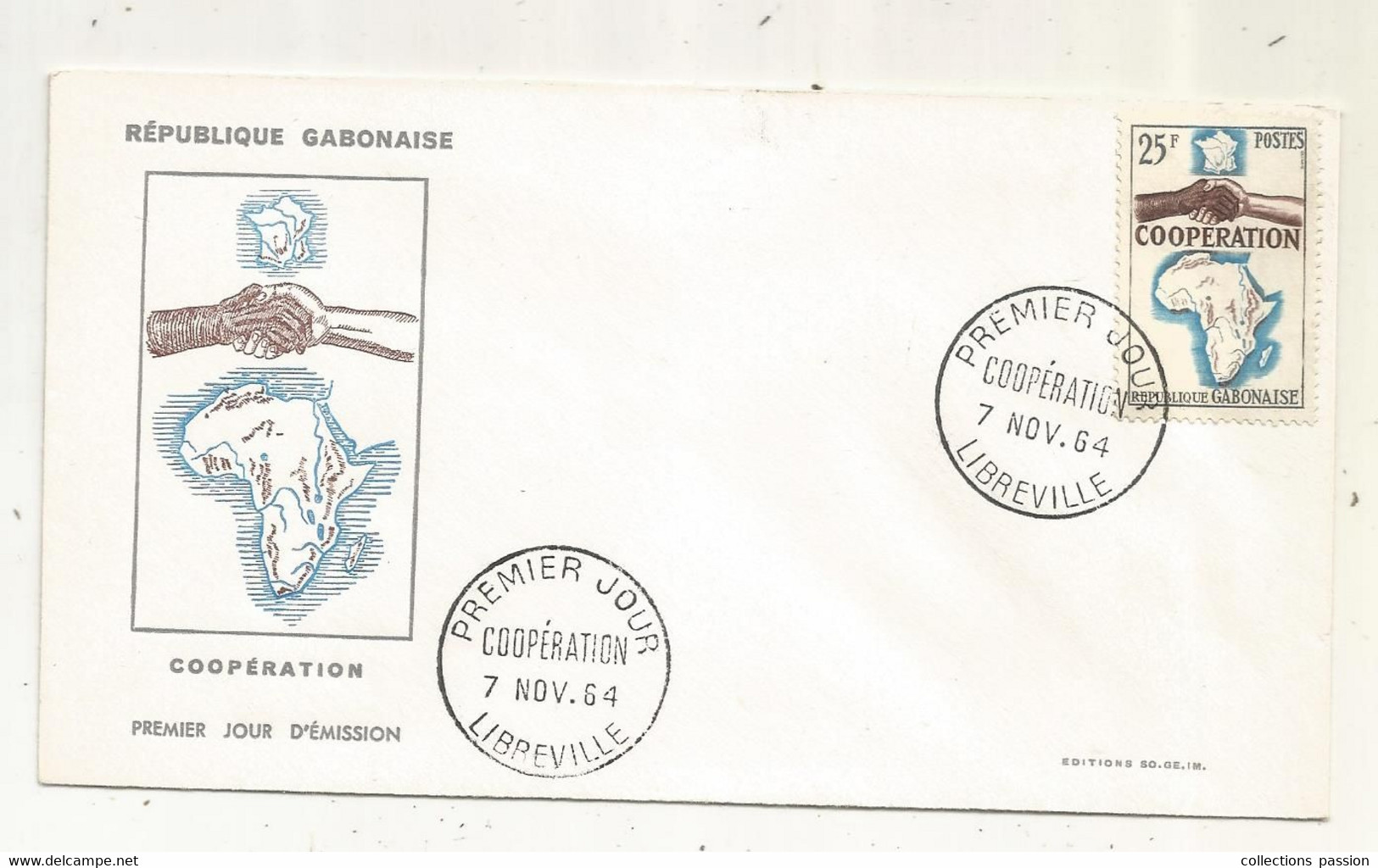 FDC, Premier Jour, GABON , Lettre, 1964, LIBREVILLE , Coopération - Gabon (1960-...)