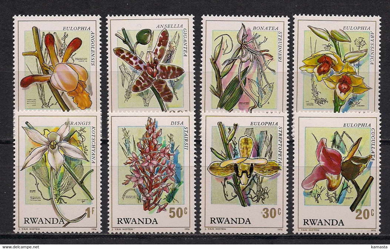 Rwanda  1976  Orchids. - Used Stamps