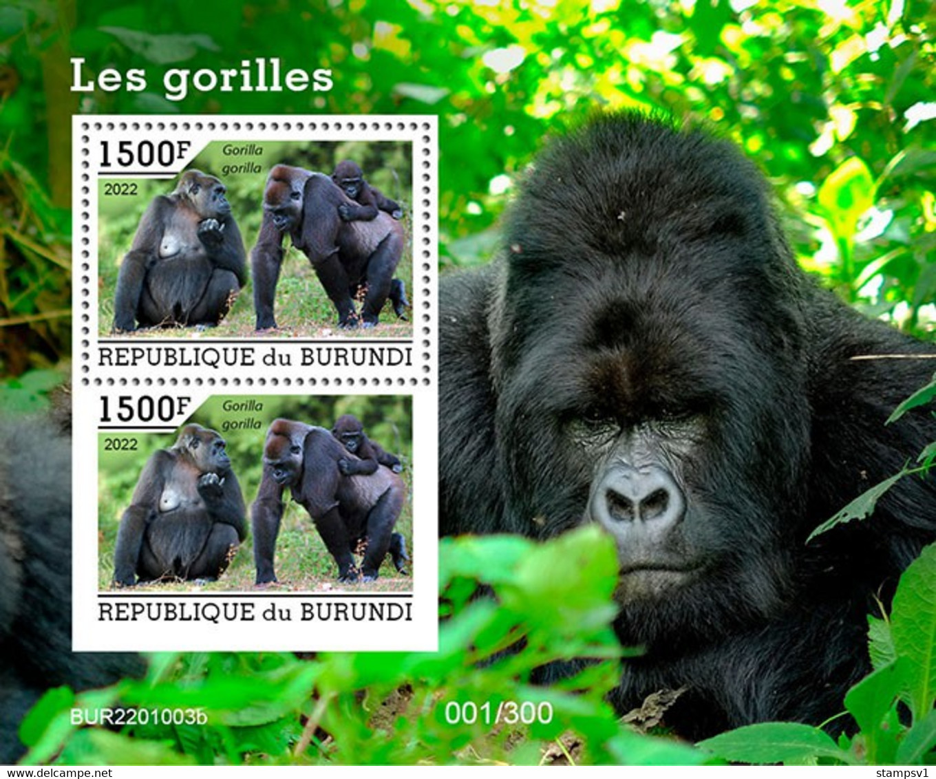 Burundi  2021 Gorillas (1003b) OFFICIAL ISSUE - Gorilas