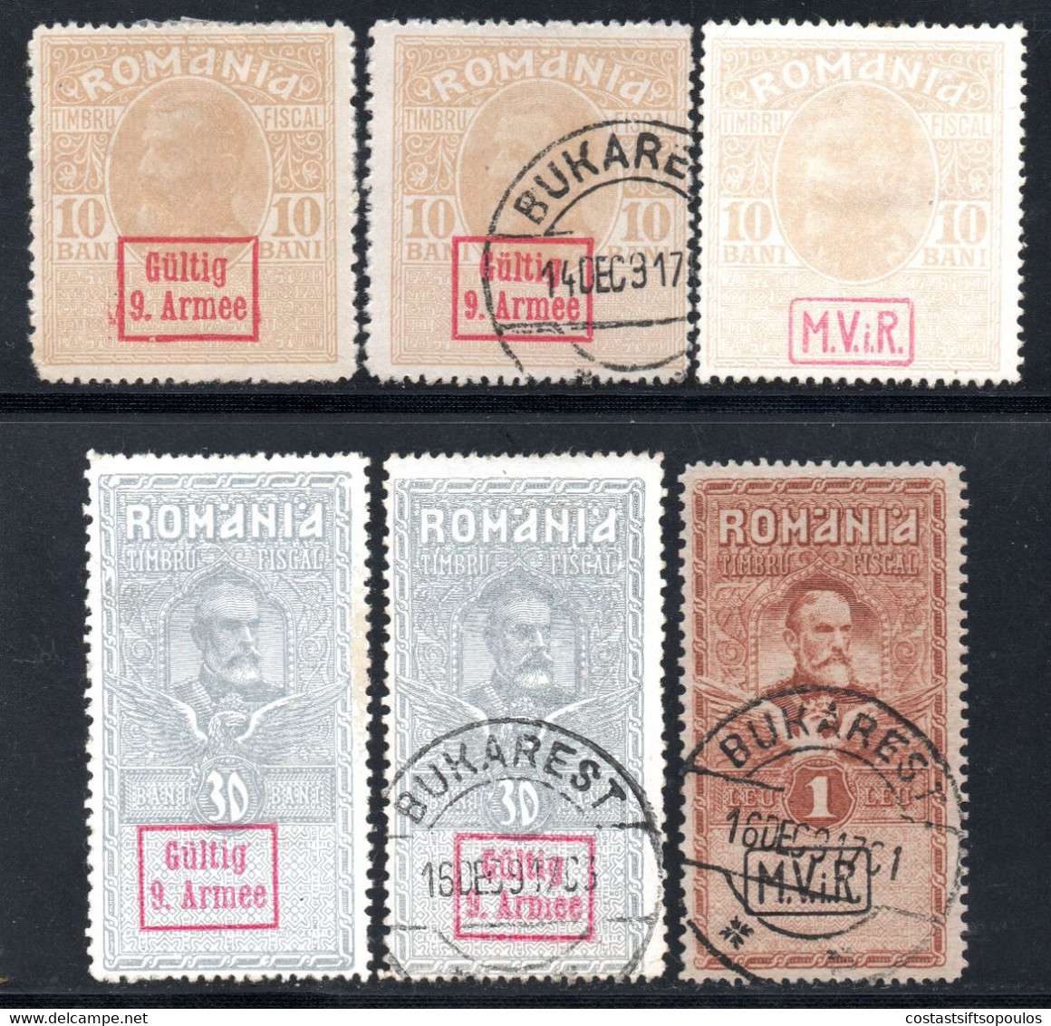 1148.ROMANIA,1916-1918 GERMAN OCCUP.6 ST. LOT,3 MH,3 USED - Occupations