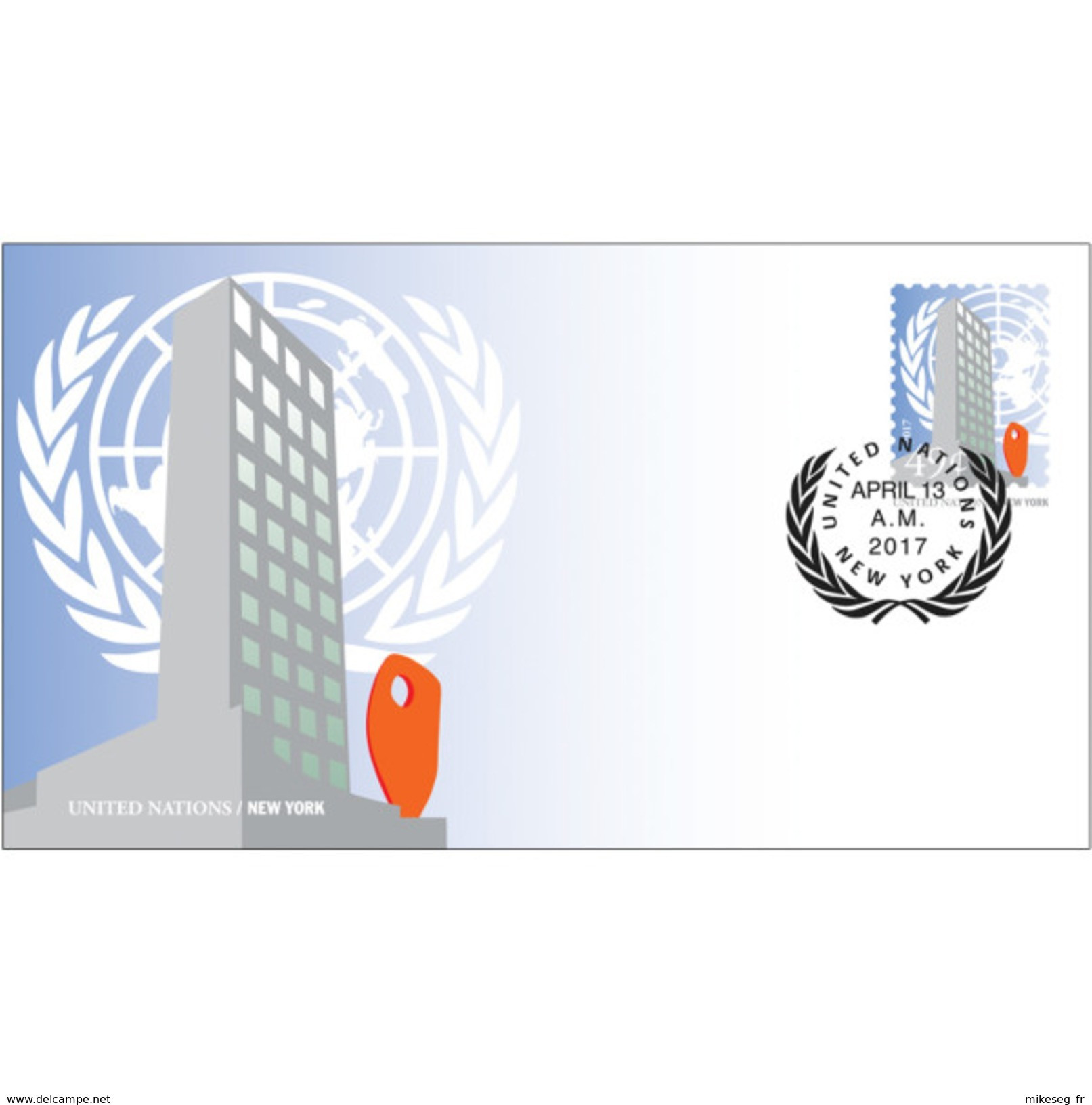 ONU New-York 2017 - Entier Postal Format Standard (16,5x9,3) 49c Pré-oblitéré - Luchtpost