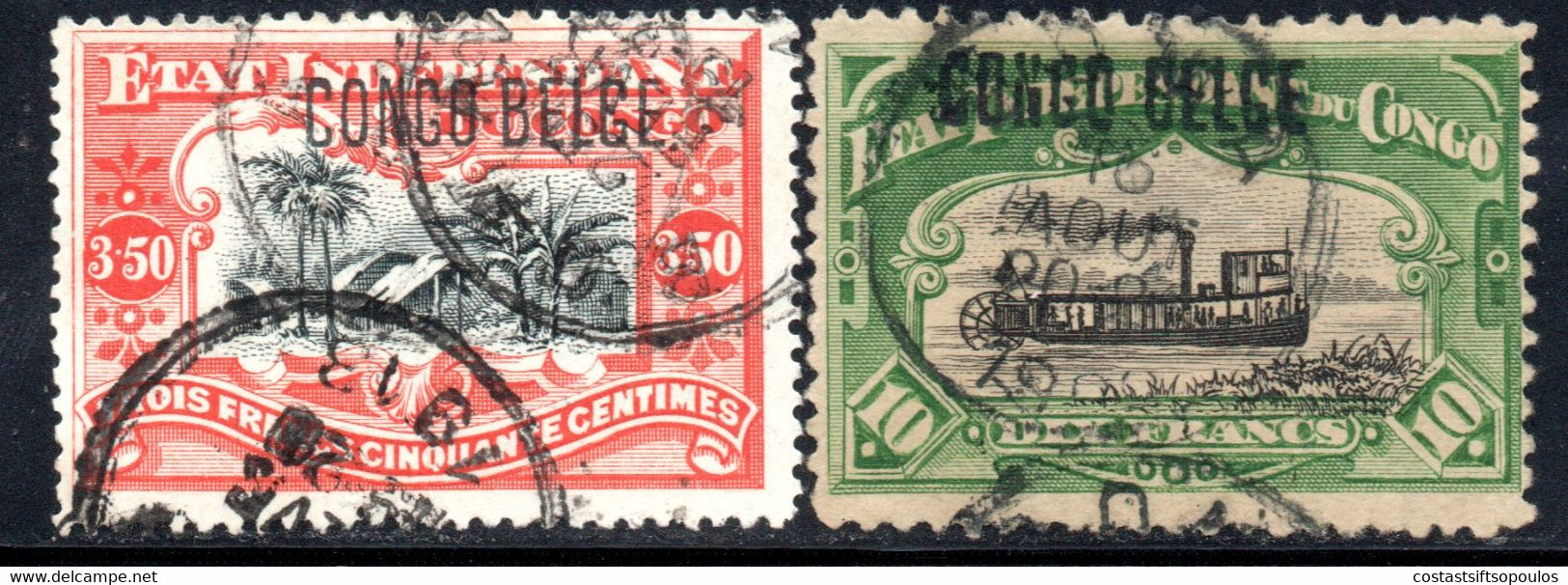 1149.BELGIAN CONGO.1908 OVERPR. 3.5 &10 FR.(LIGHT FAULTS)STEAMER - Neufs