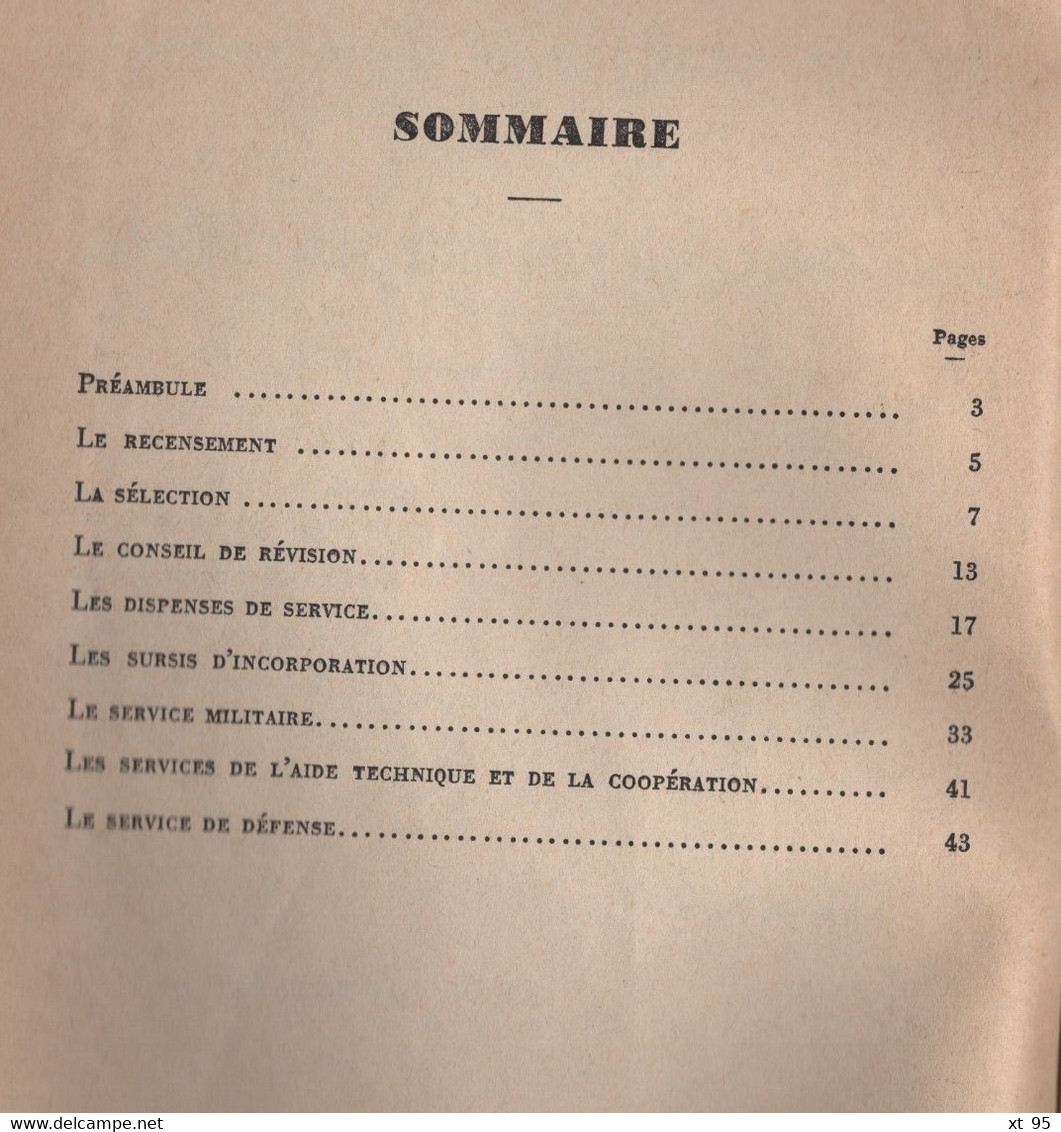 Memento Du Service National - 1966 - Ministere Des Armees - 46 Pages - Français