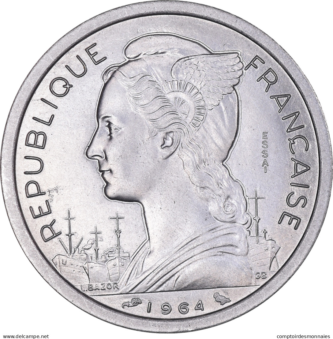Monnaie, Comores, 2 Francs, 1964, Paris, ESSAI, FDC, Aluminium, KM:E2 - Comores