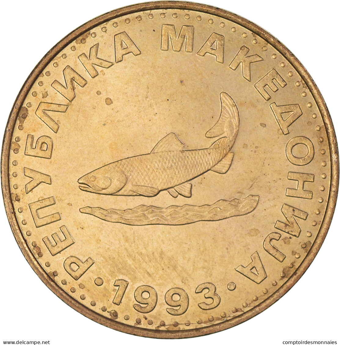 Monnaie, Macédoine, 2 Denari, 1993, TTB+, Laiton, KM:3 - Nordmazedonien