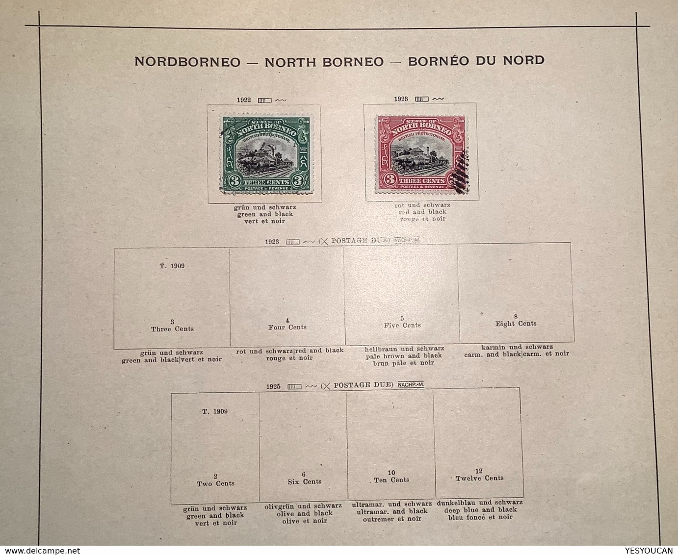 North Borneo 1886-1931 9 page collection used + unused (Bornéo du nord Malaysia Malaya Malaisie Sammlung