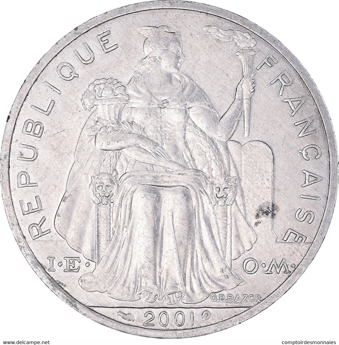 Monnaie, Polynésie Française, 5 Francs, 2001, Paris, SUP, Aluminium, KM:12 - Frans-Polynesië