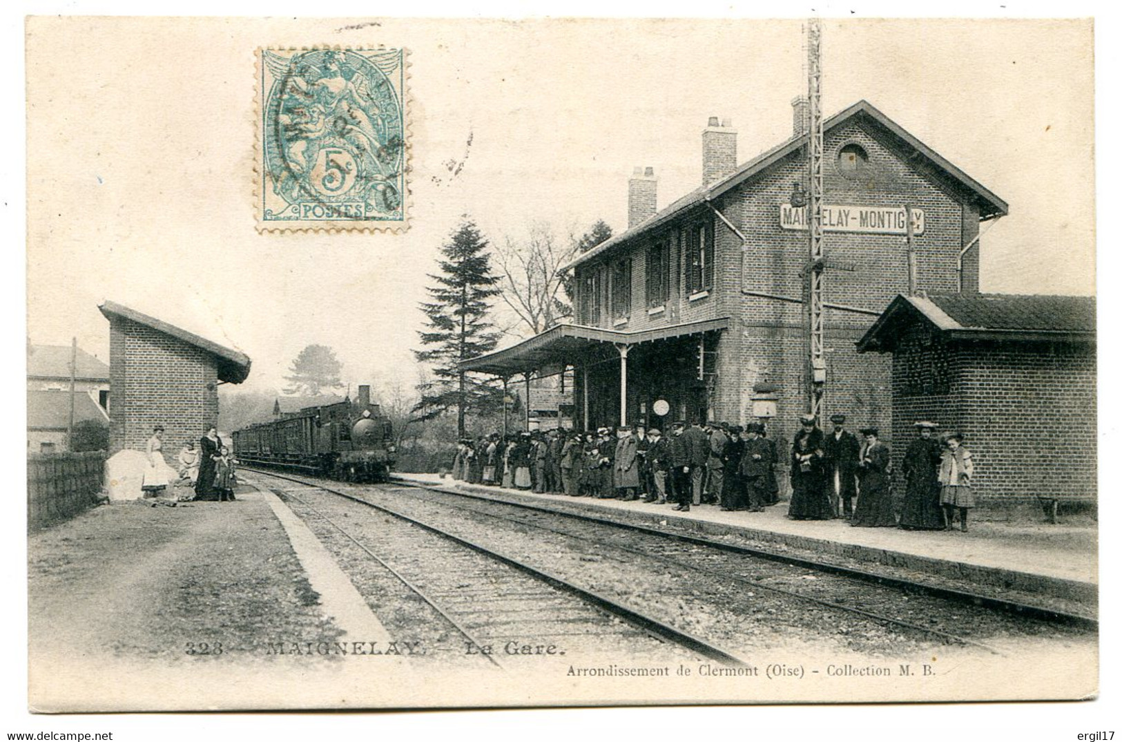 60420 MAIGNELAY - La Gare (MB N° 328) (le Train Arrive, Beaucoup De Passagers, Très Bon état) - Maignelay Montigny