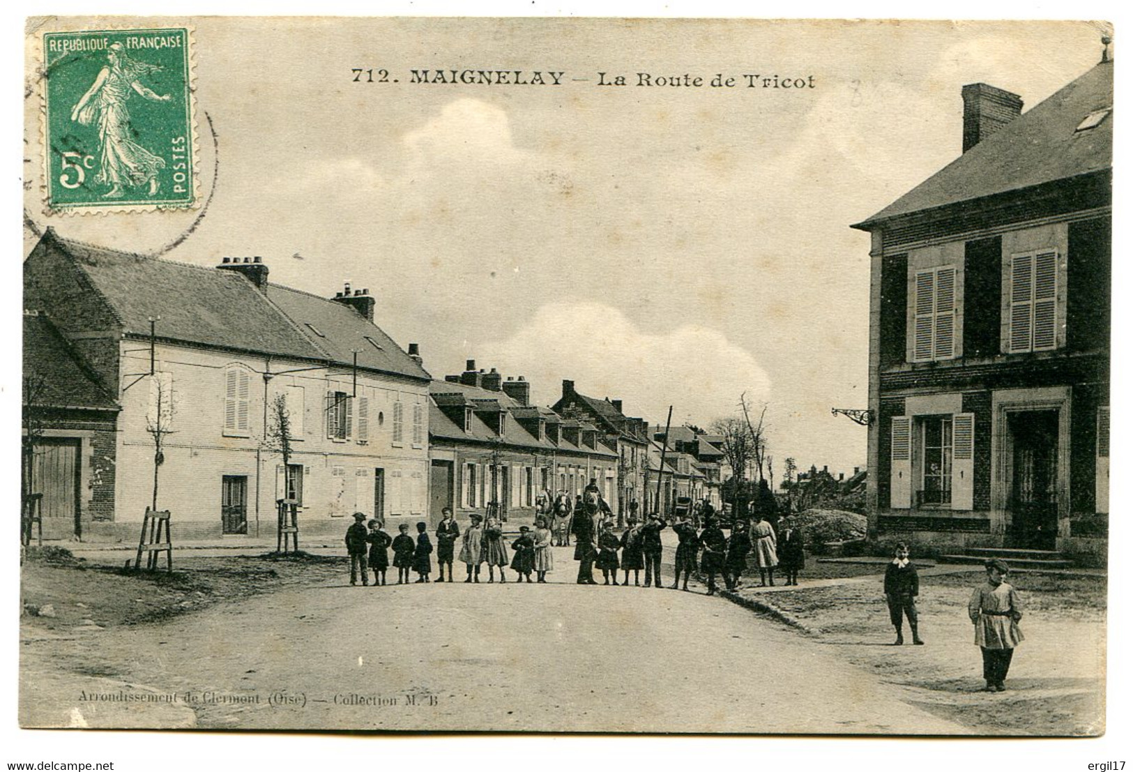 60420 MAIGNELAY - La Route De Tricot (MB N° 712) - Joli Groupe D'enfants - Maignelay Montigny