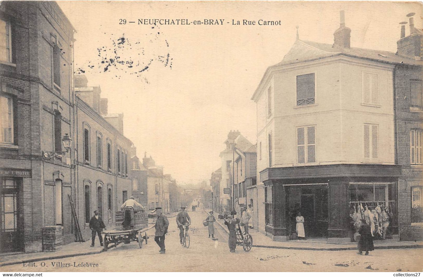 76-NEUFCHATEL-EN-BRAY- LA RUE CARNOT ( VOIR BOUCHERIE ) - Neufchâtel En Bray