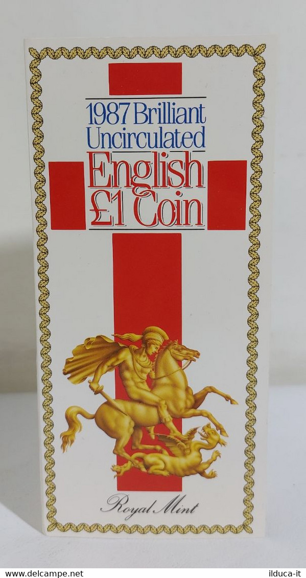 I106421 Folder Moneta 1987 Brilliant Uncirculated English £ 1 Coin - Royal Mint - 1 Pound