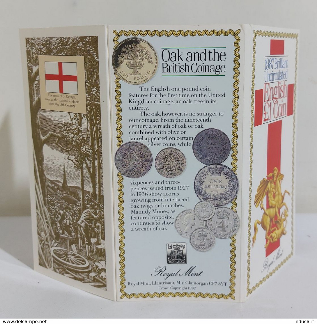 I106421 Folder Moneta 1987 Brilliant Uncirculated English £ 1 Coin - Royal Mint - 1 Pond