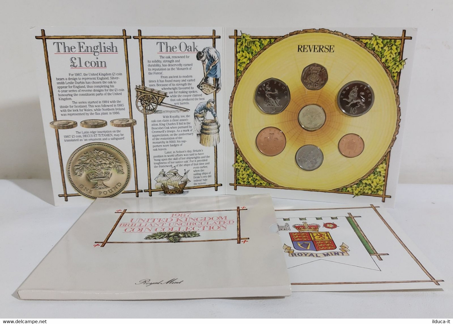 I106422 Folder Monete 1987 United Kingdom Brilliant Uncirculated Coin Collection - Mint Sets & Proof Sets