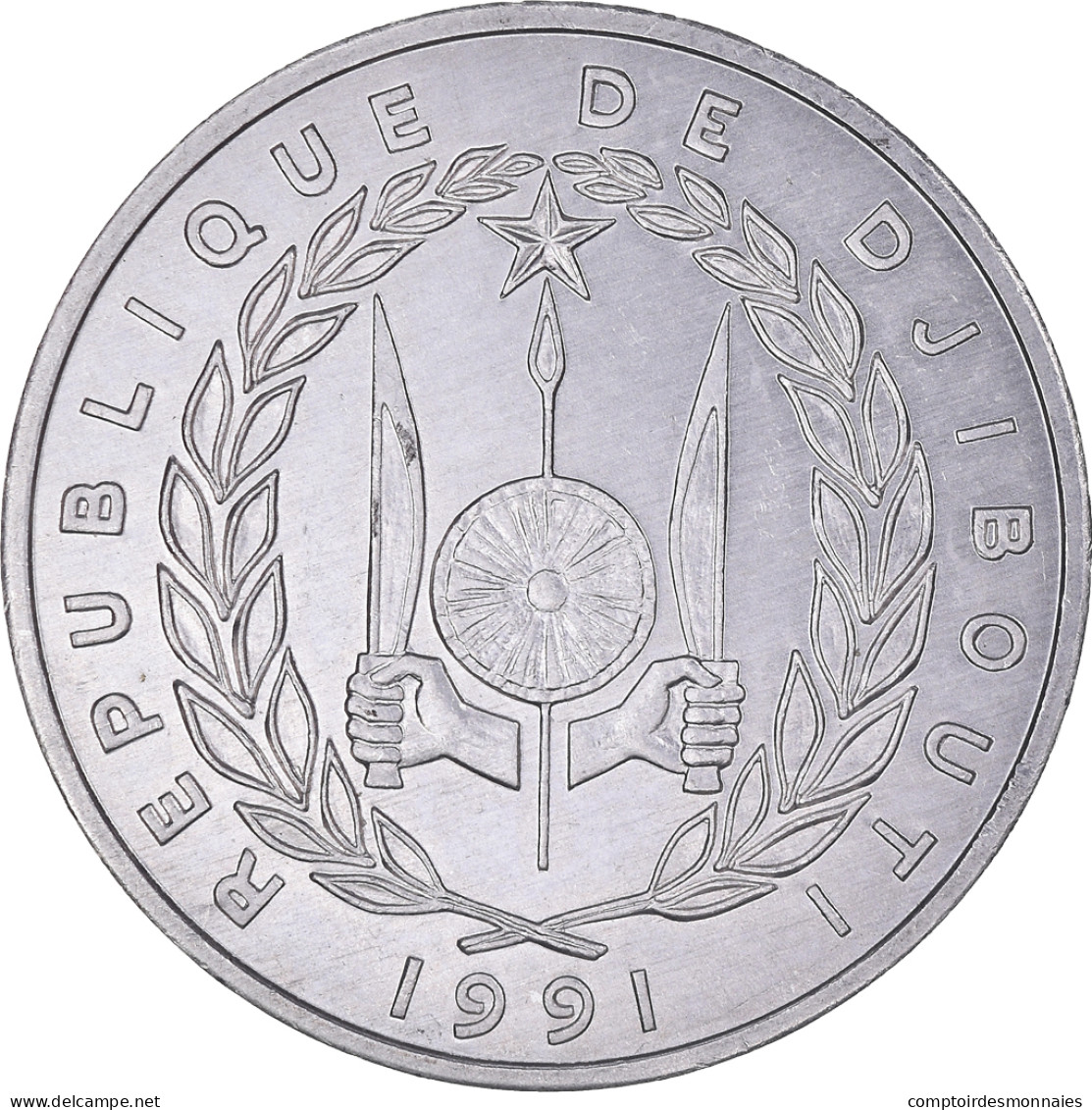 Monnaie, Djibouti, 5 Francs, 1991, Paris, SUP, Aluminium, KM:22 - Djibouti