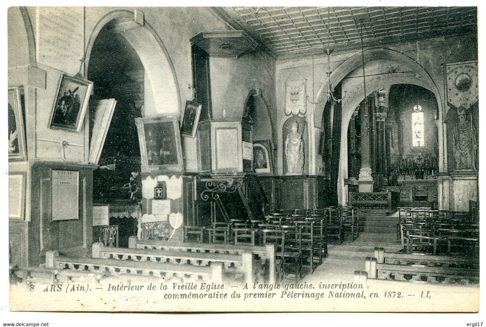 01480 ARS - Intérieur De La Vieille église - Inscription Commémorative 1er Pélerinage - Neuve - Ars-sur-Formans